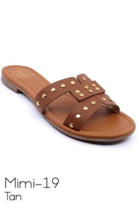 Women's Shoes Slide Sandal With Rivet Studs - VacationGrabs