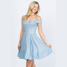 Off The Shoulder Skater Dress Jaquard - VacationGrabs