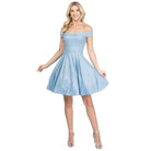 Off The Shoulder Skater Dress Jaquard - VacationGrabs