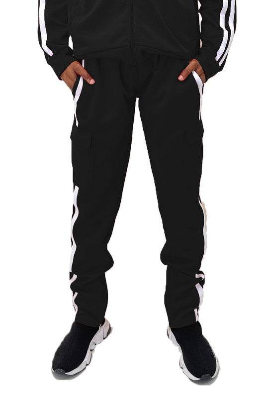 Two Stripe Cargo Pouch Track Pants - VacationGrabs