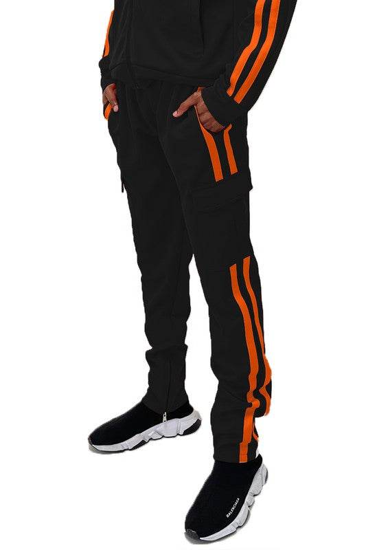Two Stripe Cargo Pouch Track Pants - VacationGrabs