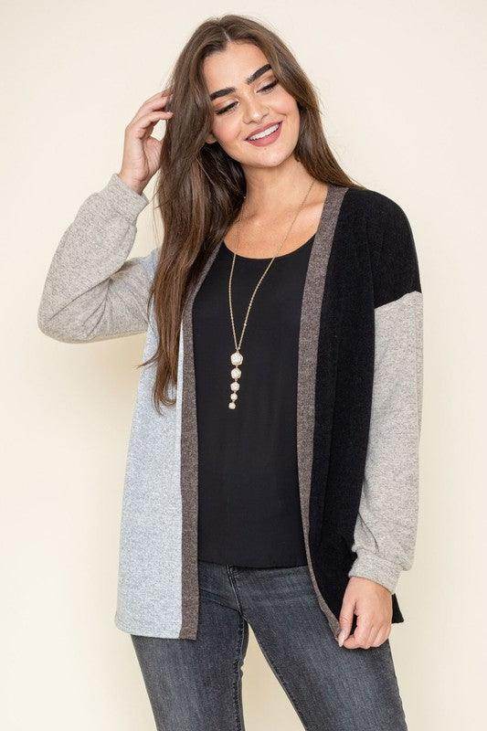 Color Block Knit Cardigan - VacationGrabs