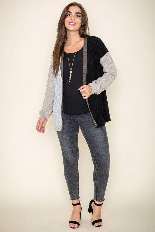 Color Block Knit Cardigan - VacationGrabs