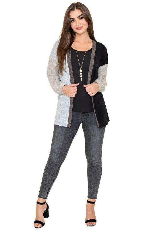 Color Block Knit Cardigan - VacationGrabs