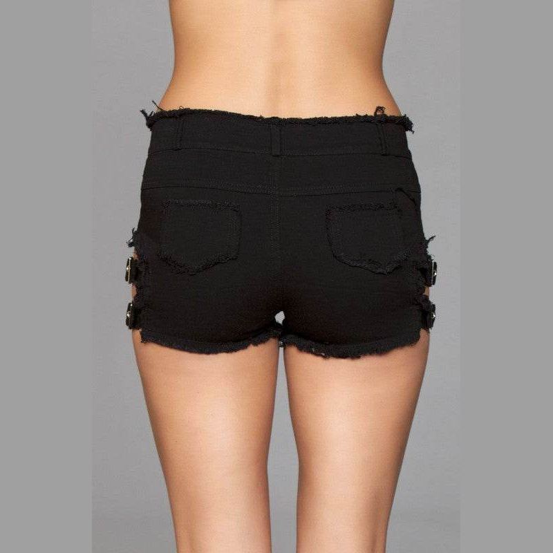 Buckled Down Denim Shorts in Black, White or Blue - VacationGrabs