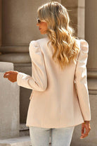 Double Take Puff Sleeve Shawl Collar Blazer - VacationGrabs