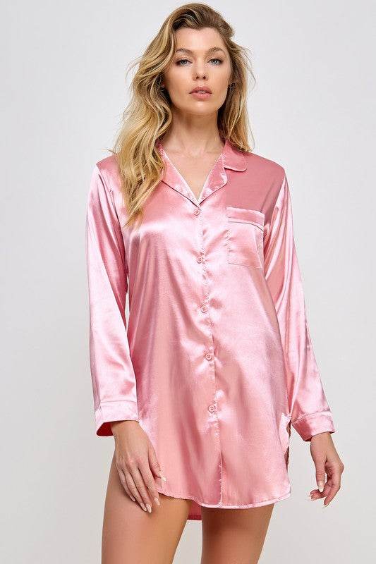 Womens Sleepwear Kimberly Satin Sleepshirt - VacationGrabs