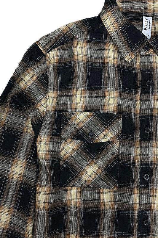 Full Plaid Checkered Flannel Long Sleeve - VacationGrabs