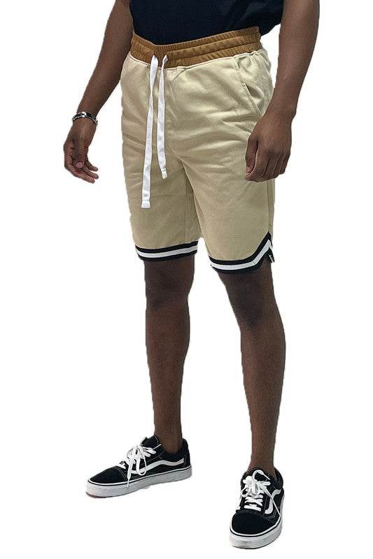 Solid Athletic Basketball Sports Shorts Chevron Trim - VacationGrabs