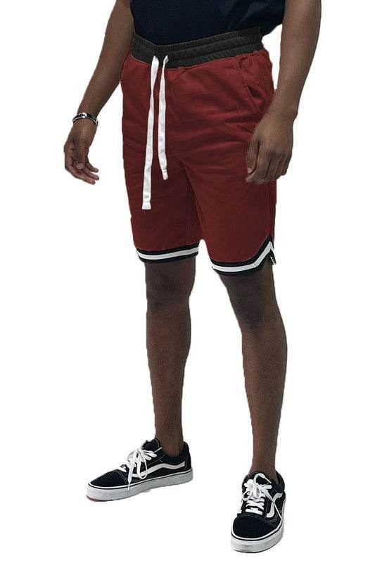 Solid Athletic Basketball Sports Shorts Chevron Trim - VacationGrabs