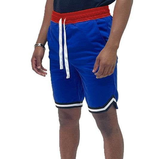 Solid Athletic Basketball Sports Shorts Chevron Trim - VacationGrabs