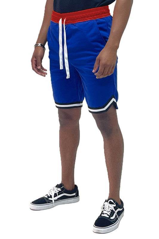 Solid Athletic Basketball Sports Shorts Chevron Trim - VacationGrabs