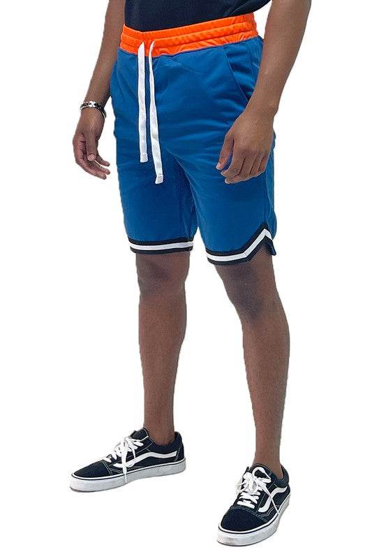 Solid Athletic Basketball Sports Shorts Chevron Trim - VacationGrabs