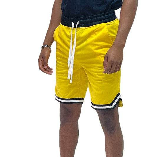 Solid Athletic Basketball Sports Shorts Chevron Trim - VacationGrabs