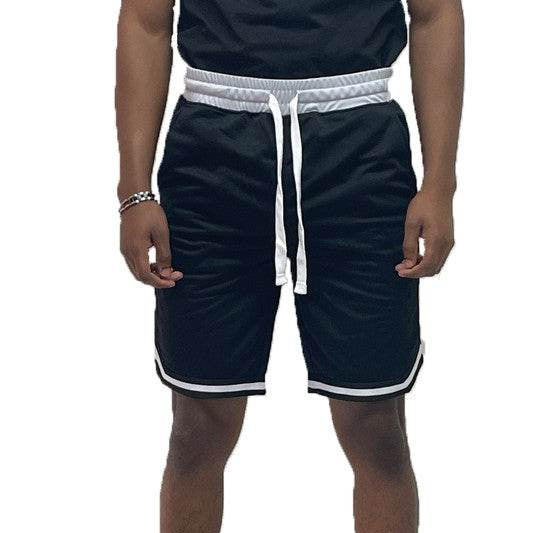 Solid Athletic Basketball Sports Shorts Chevron Trim - VacationGrabs