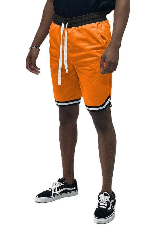 Solid Athletic Basketball Sports Shorts Chevron Trim - VacationGrabs