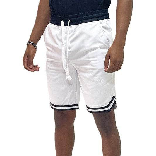 Solid Athletic Basketball Sports Shorts Chevron Trim - VacationGrabs