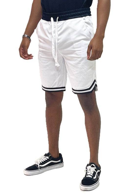 Solid Athletic Basketball Sports Shorts Chevron Trim - VacationGrabs