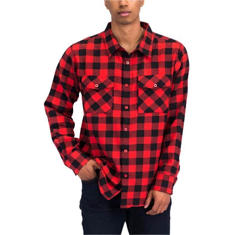 Regular Fit Long Sleeve Checker Plaid Flannel - VacationGrabs