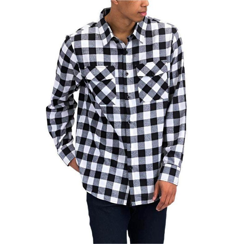 Regular Fit Long Sleeve Checker Plaid Flannel - VacationGrabs