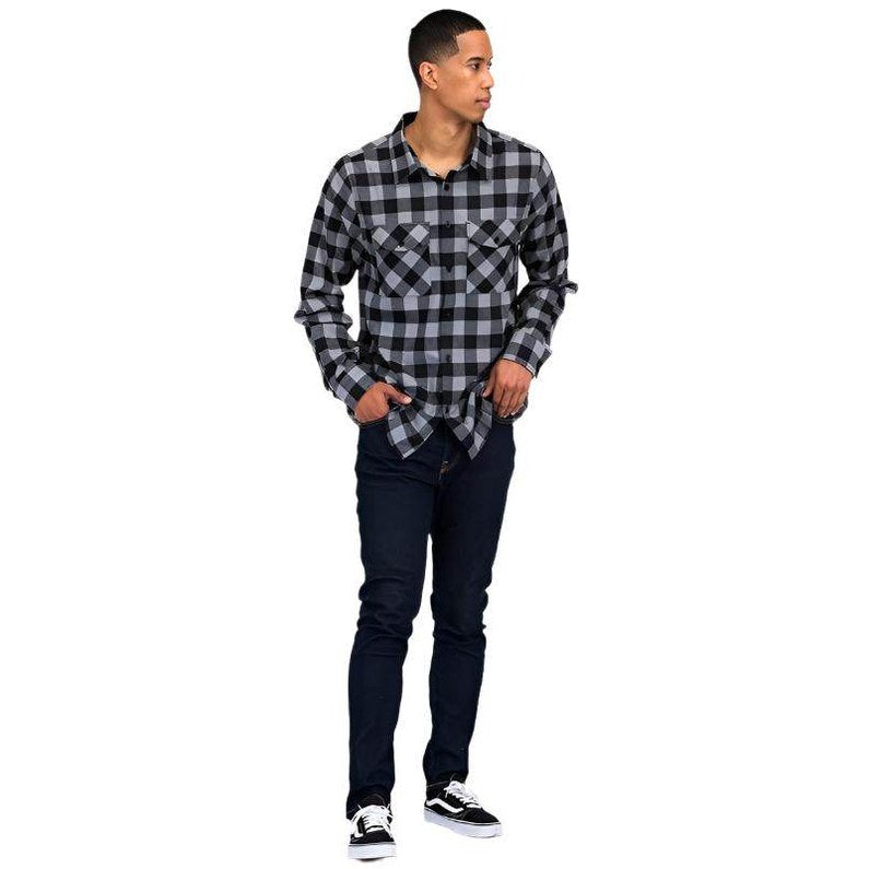 Regular Fit Long Sleeve Checker Plaid Flannel - VacationGrabs