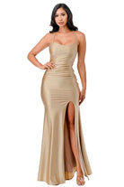Back lace up mermaid dress with waist shirring - VacationGrabs