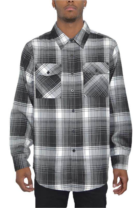 Long Sleeve Checker Plaid Flannel Shirts - VacationGrabs