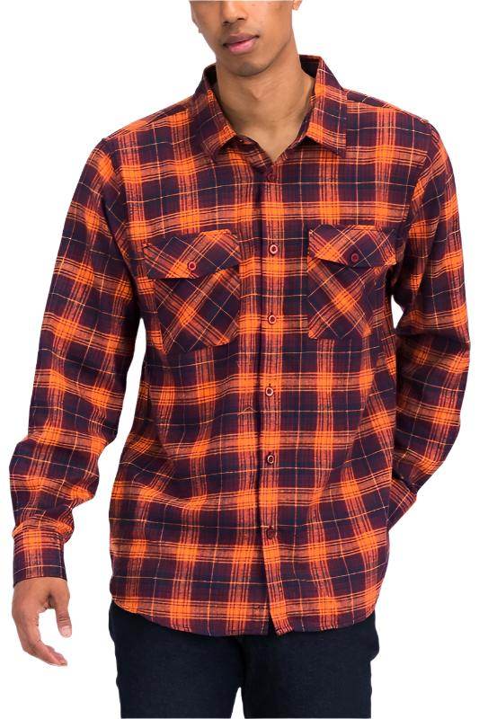 Long Sleeve Checker Plaid Flannel Shirts - VacationGrabs