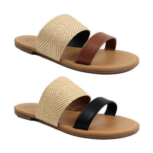 Women's Shoes Two Band Slide Sandal - VacationGrabs