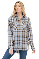 Boyfriend Fit Checker Plaid Flannel Long Sleeve - VacationGrabs