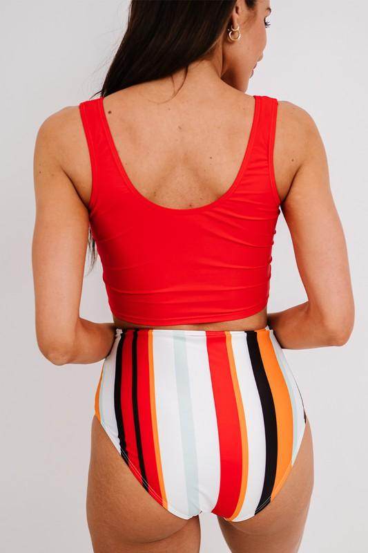 Black Sleeveless Fashion Print Tankini Set - VacationGrabs