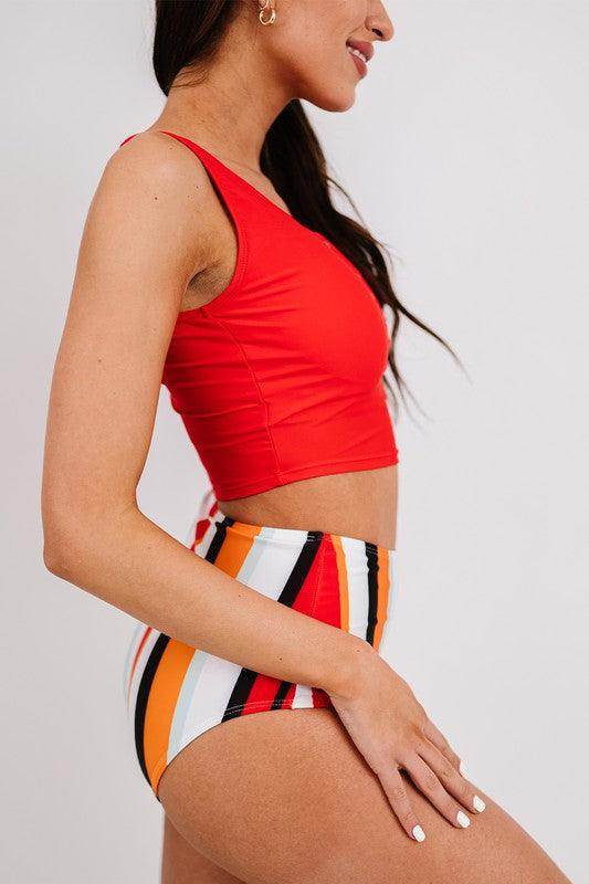 Black Sleeveless Fashion Print Tankini Set - VacationGrabs
