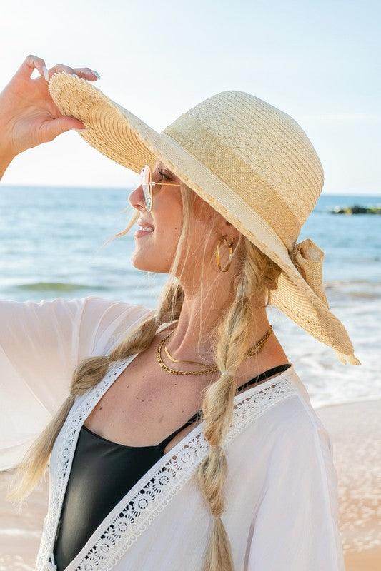 Scallop Edge Bow Accent Sunhat - VacationGrabs
