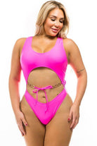Plus Open Middle 1Pc Monokini Swimwear - VacationGrabs