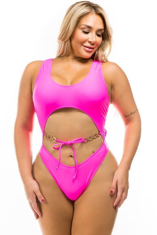 Plus Open Middle 1Pc Monokini Swimwear - VacationGrabs