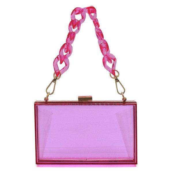 Wallets, Handbags & Accessories Acrylic Chain Handle See Thru Crossbody Clutch