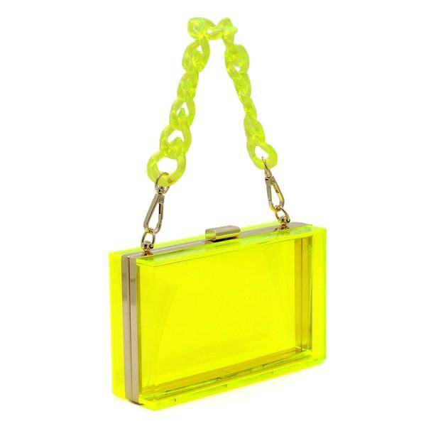 Wallets, Handbags & Accessories Acrylic Chain Handle See Thru Crossbody Clutch