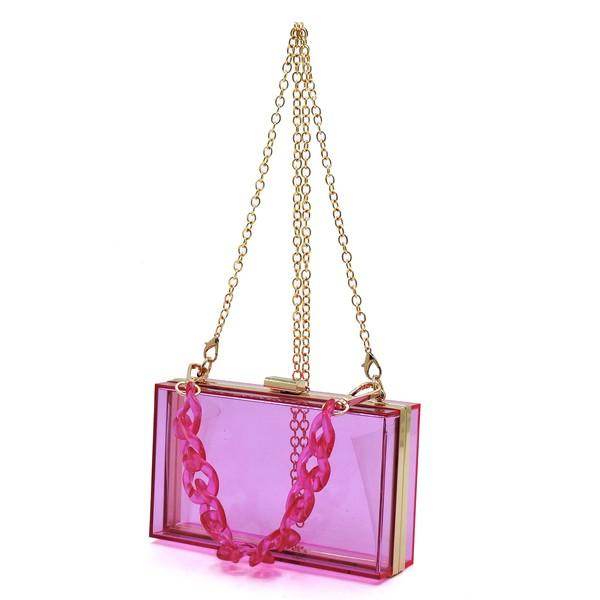 Acrylic Chain Handle See Thru Crossbody Clutch Purse - VacationGrabs