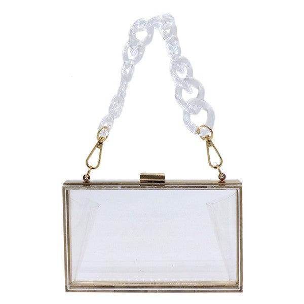 Wallets, Handbags & Accessories Acrylic Chain Handle See Thru Crossbody Clutch