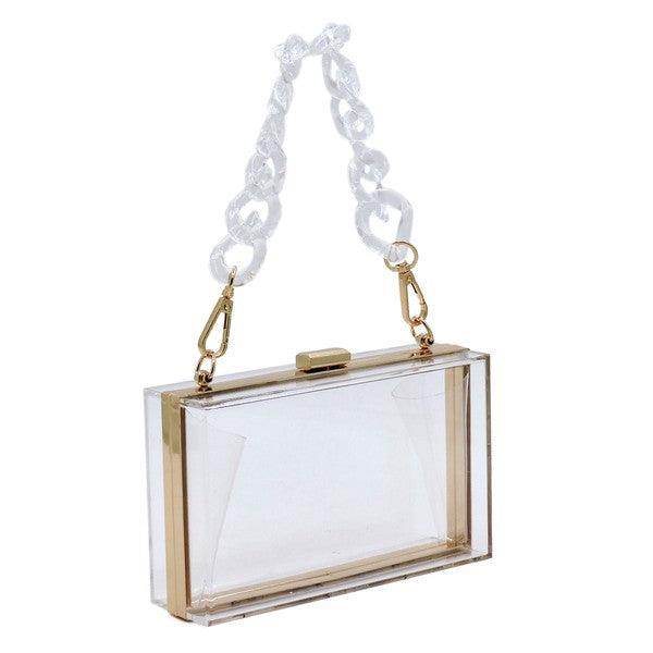 Wallets, Handbags & Accessories Acrylic Chain Handle See Thru Crossbody Clutch