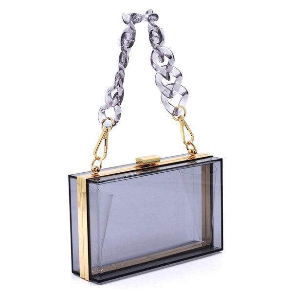 Acrylic Chain Handle See Thru Crossbody Clutch Purse - VacationGrabs