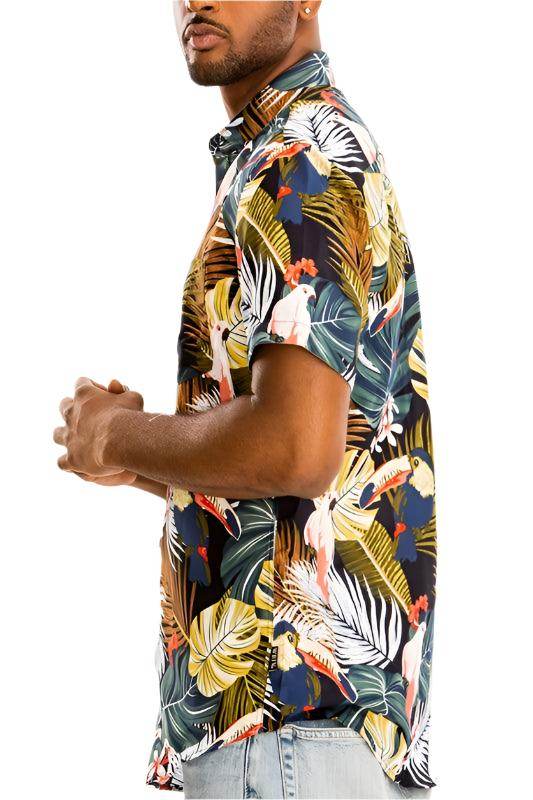 Hawaiian Print Button Down Shirts for Men Multi - VacationGrabs