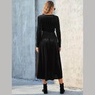 Tie Front Long Sleeve Slit Dress - VacationGrabs