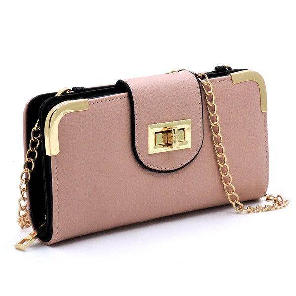 Wallets, Handbags & Accessories Fashion Turn Lock Crossbody Wallet