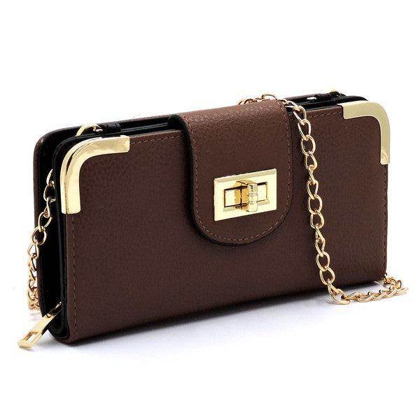 Wallets, Handbags & Accessories Fashion Turn Lock Crossbody Wallet