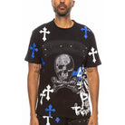 Mens Chrome Cross Skull Tshirt - VacationGrabs