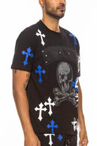 Mens Chrome Cross Skull Tshirt - VacationGrabs