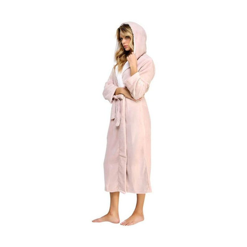 Janette Pink Hooded Plush Robe - VacationGrabs