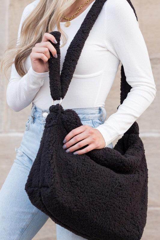 Boucle Sherpa Messenger Bag - VacationGrabs
