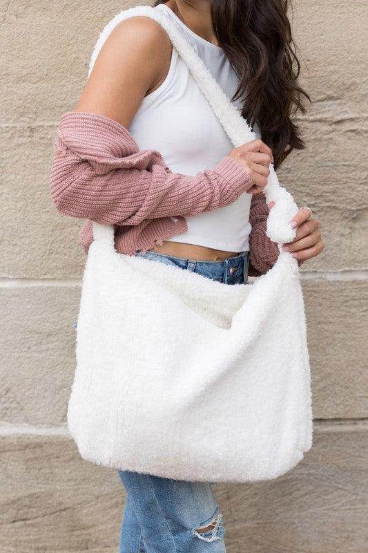 Boucle Sherpa Messenger Bag - VacationGrabs
